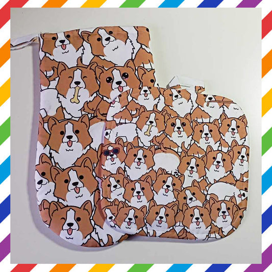 Corgi Glove and Pot Holder