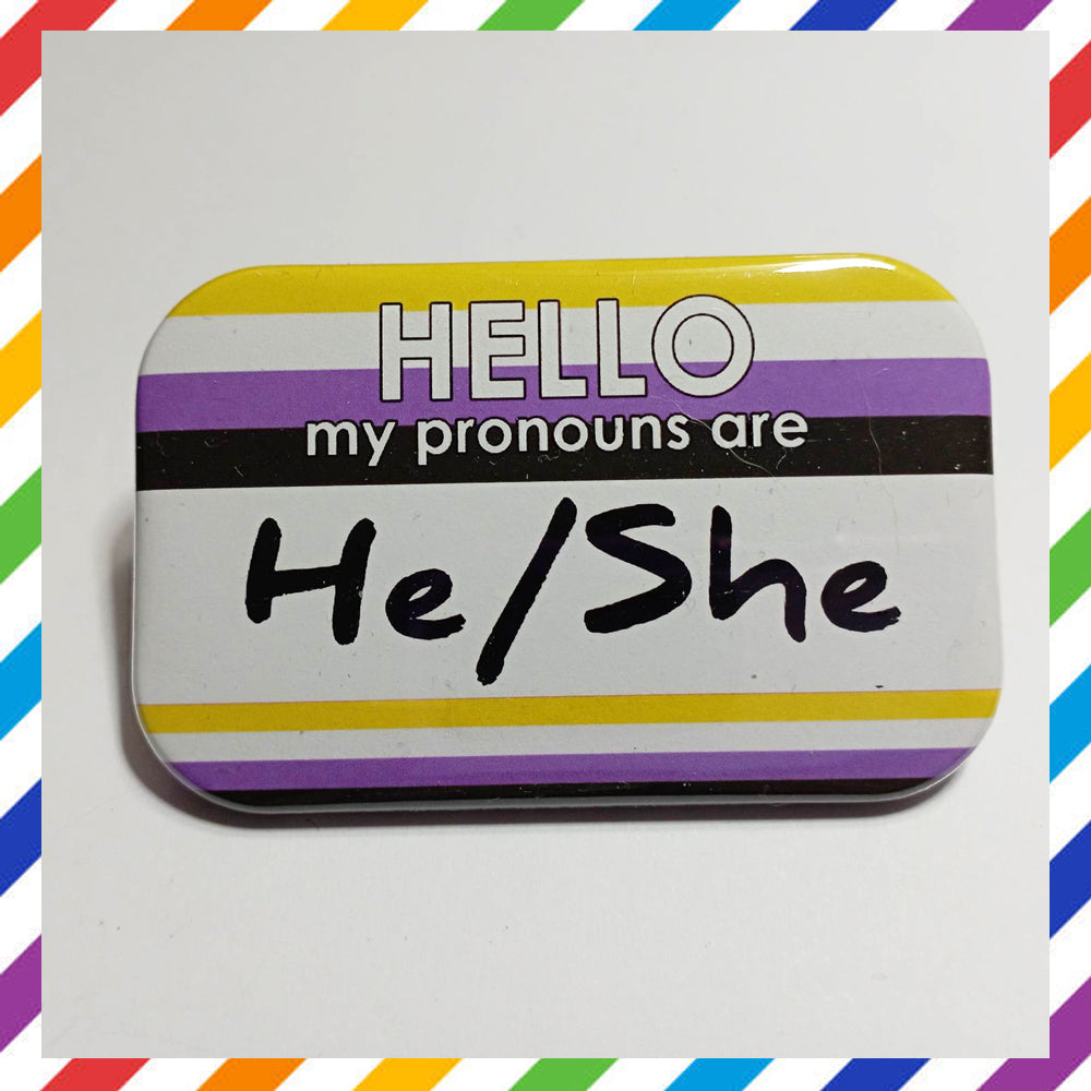 NON BINARY Flag Pronouns Pin