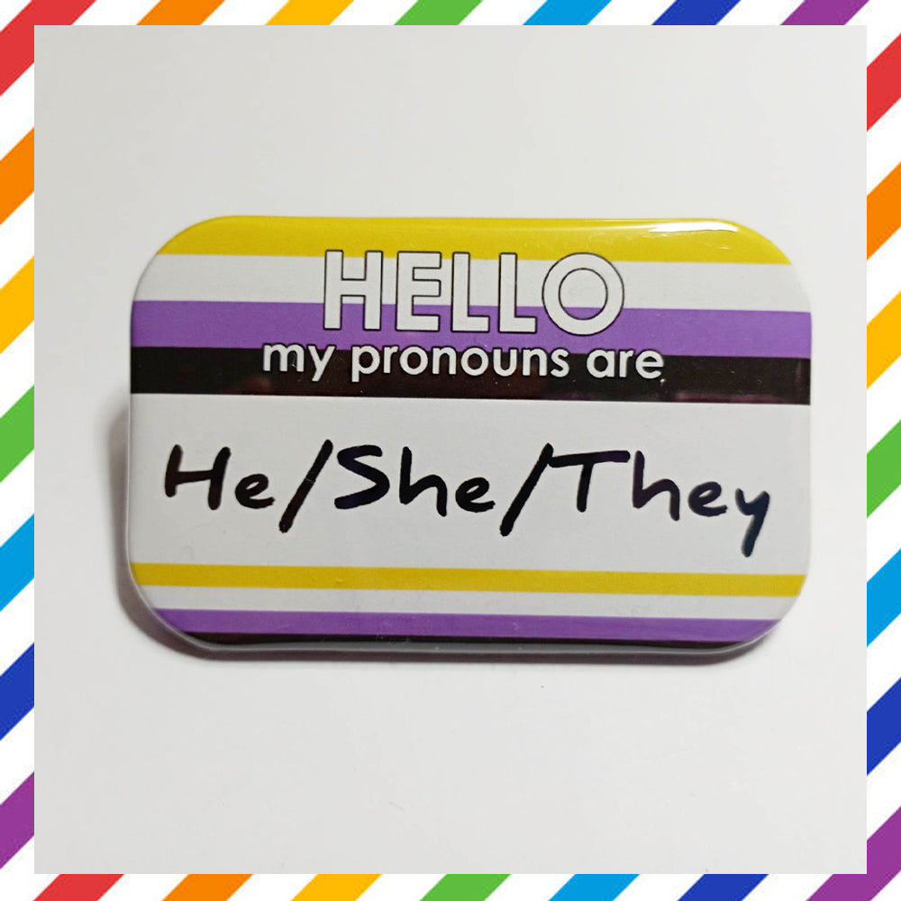 NON BINARY Flag Pronouns Pin