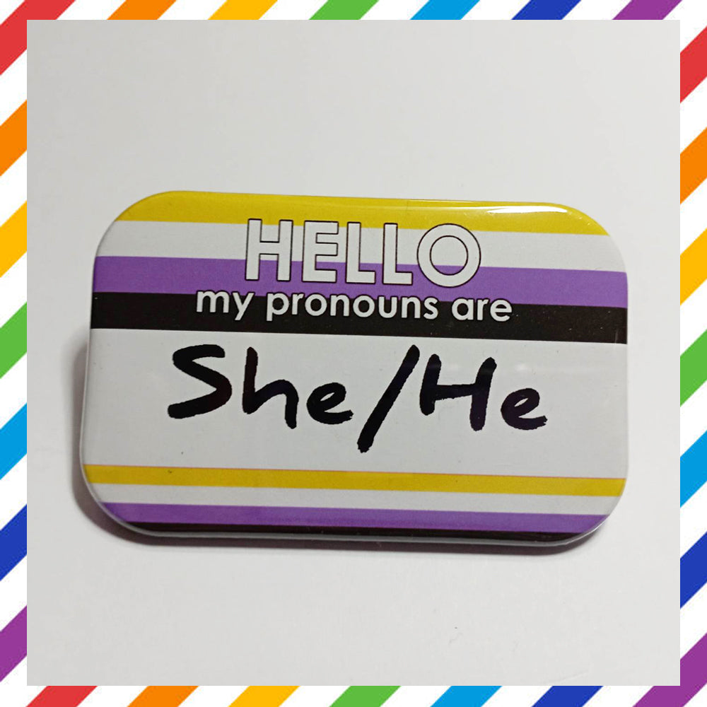 NON BINARY Flag Pronouns Pin