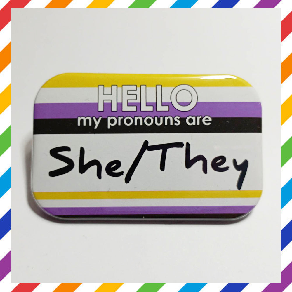 NON BINARY Flag Pronouns Pin