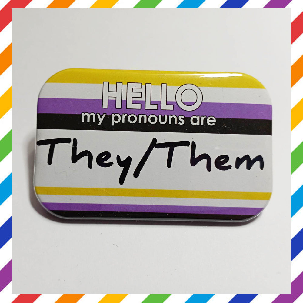 NON BINARY Flag Pronouns Pin