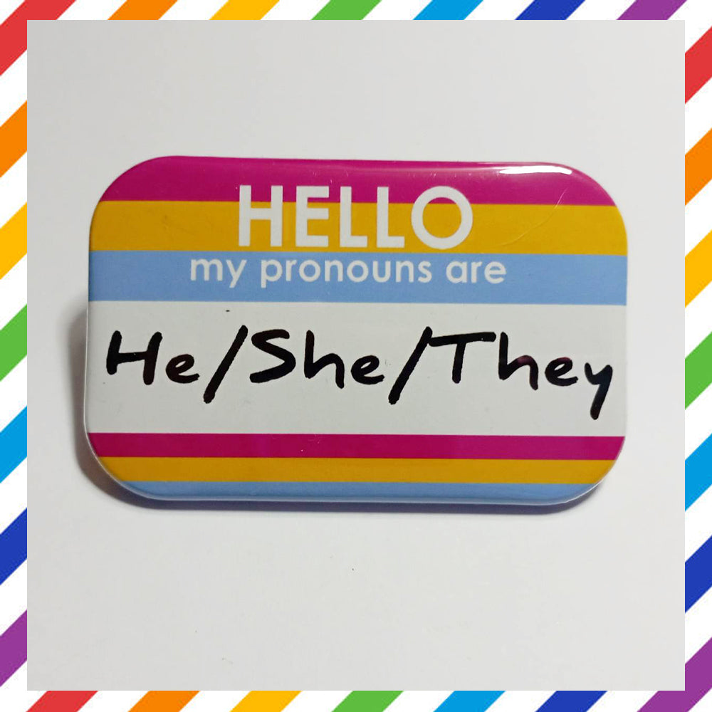 PAN Flag Pronouns Brooch