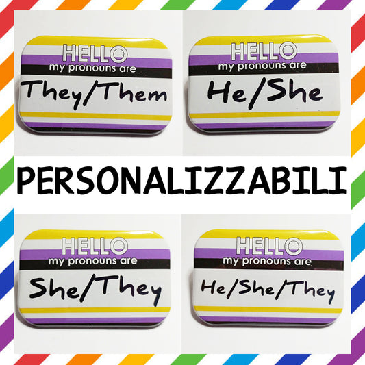 NON BINARY Flag Pronouns Pin