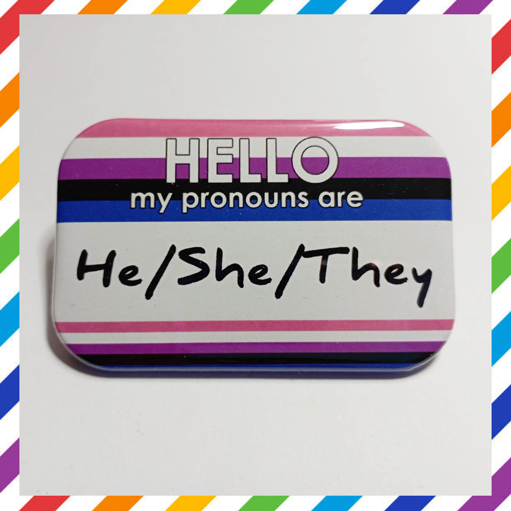 GENDERFLUID Flag Pronouns Brooch