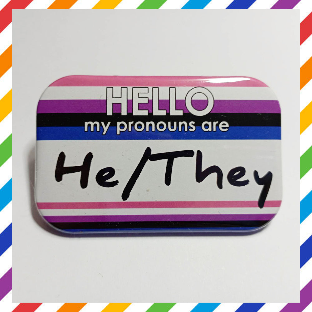 GENDERFLUID Flag Pronouns Brooch