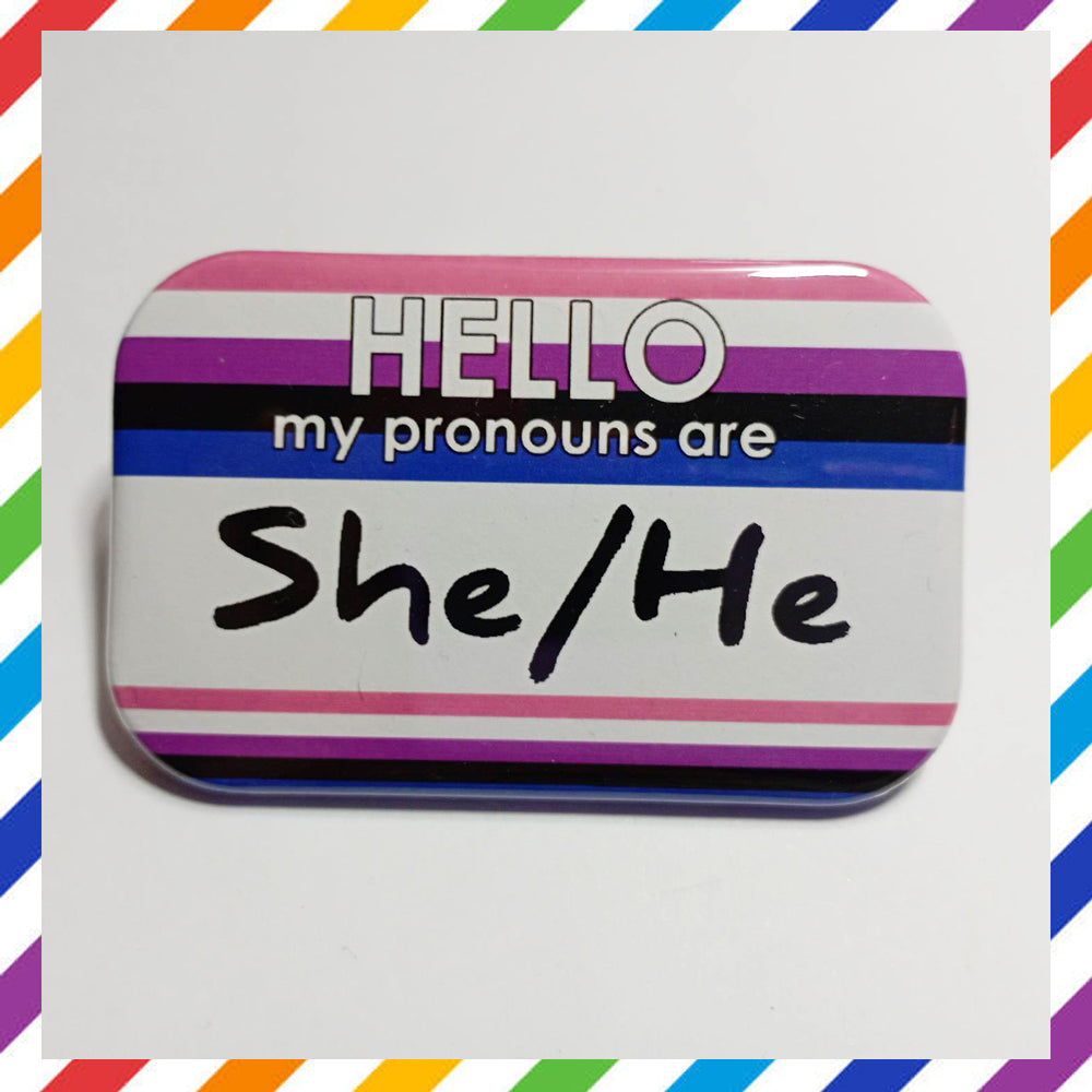 GENDERFLUID Flag Pronouns Brooch