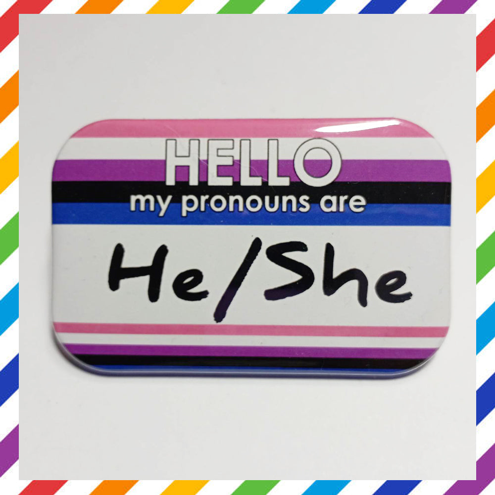 GENDERFLUID Flag Pronouns Brooch