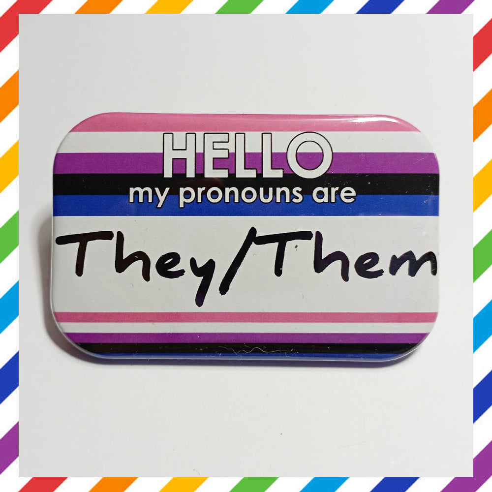 GENDERFLUID Flag Pronouns Brooch