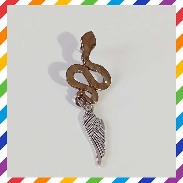 Snake Earring with Wing Inspired by Good Omens