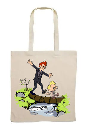Calziraphale and Crowbbs by Zefkiel Noir - Tote bag Ecrú