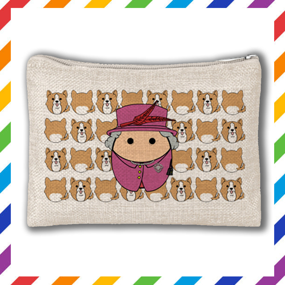 Potato Pencil Case Queen Elizabeth and her Corgi