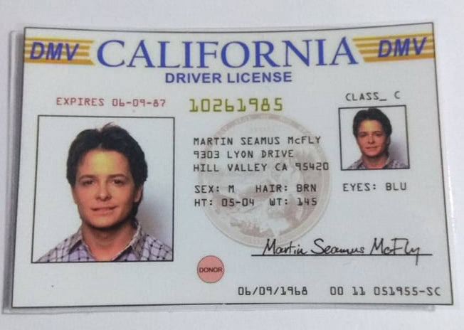 Marty Mcfly license card from Back to the Future - Fanmade